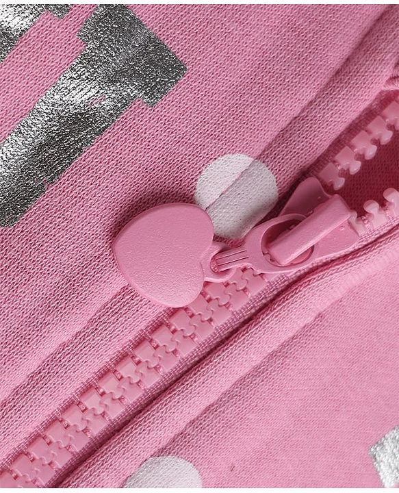 Babyhug 100% Cotton Knit Full Sleeves Sweatshirt With Polka Dots Print - Pink