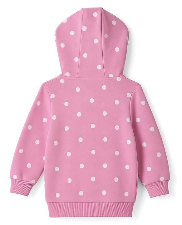 Babyhug 100% Cotton Knit Full Sleeves Sweatshirt With Polka Dots Print - Pink
