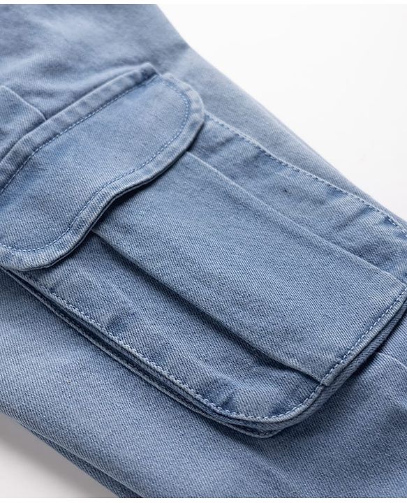 Pine Kids Denim Woven Full Length Jeans With Pockets in Light/Sky Blue