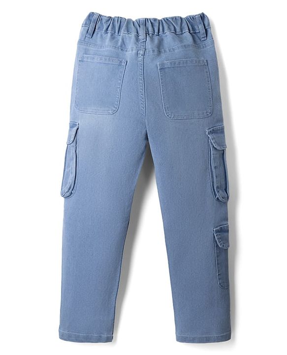 Pine Kids Denim Woven Full Length Jeans With Pockets in Light/Sky Blue