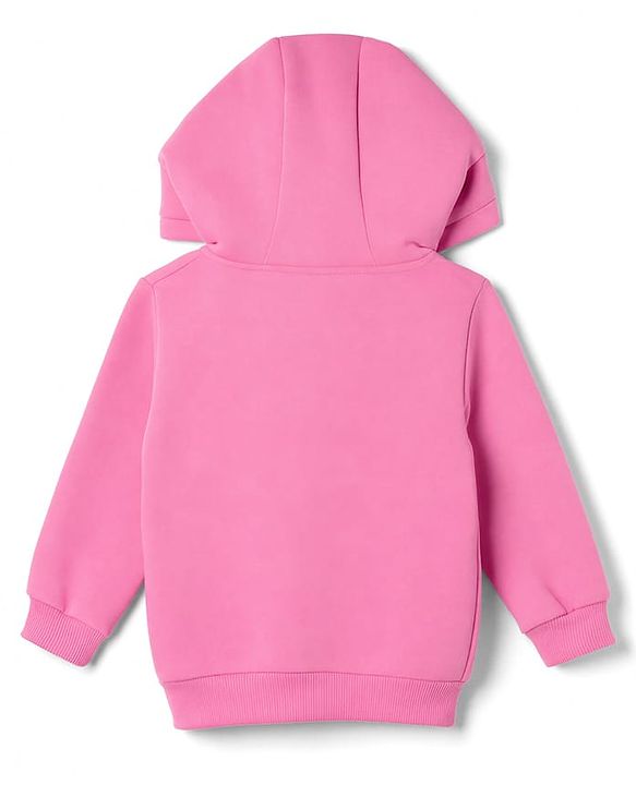 Babyhug 100% Cotton Knit Full Sleeves Front Open Hooded Sweatshirt With Applique - Pink