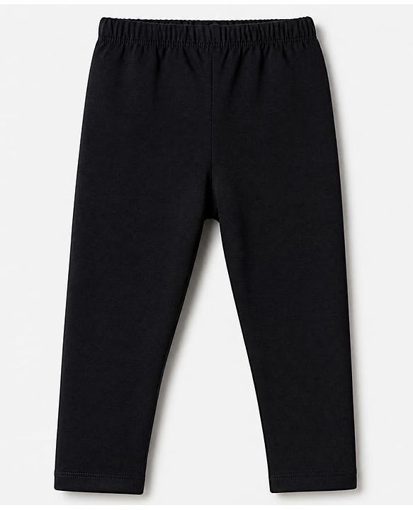 Babyhug Cotton Lycra Elastane Knit Slim Fit Full Length Solid Leggings Pack of 3 - Navy Blue, Cream & Black