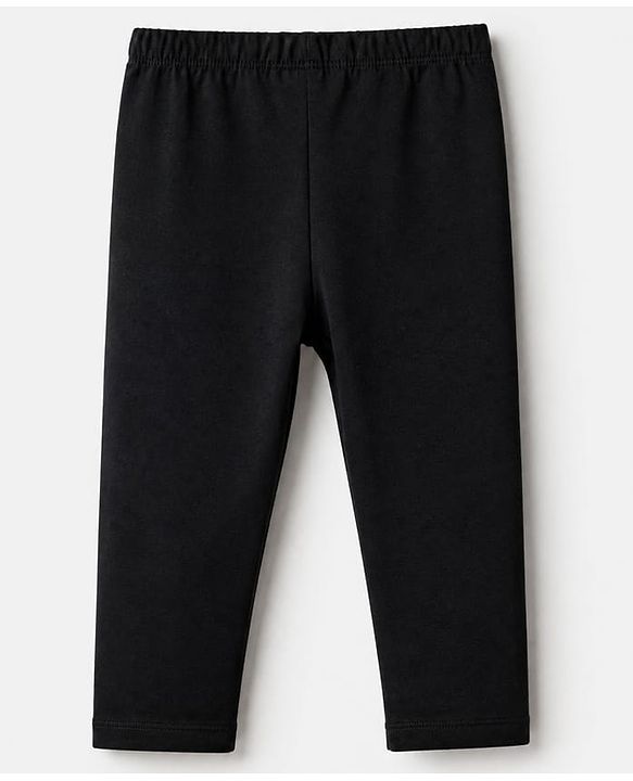 Babyhug Cotton Lycra Elastane Knit Slim Fit Full Length Solid Leggings Pack of 3 - Navy Blue, Cream & Black