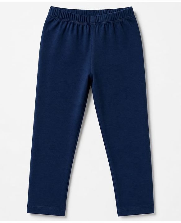 Babyhug Cotton Lycra Elastane Knit Slim Fit Full Length Solid Leggings Pack of 3 - Navy Blue, Cream & Black