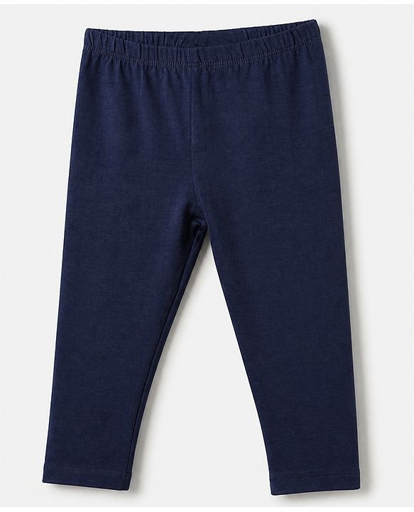 Babyhug Cotton Lycra Elastane Knit Slim Fit Full Length Solid Leggings Pack of 3 - Navy Blue, Pink & Dark Pink