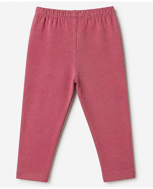 Babyhug Cotton Lycra Elastane Knit Slim Fit Full Length Solid Leggings Pack of 3 - Navy Blue, Pink & Dark Pink