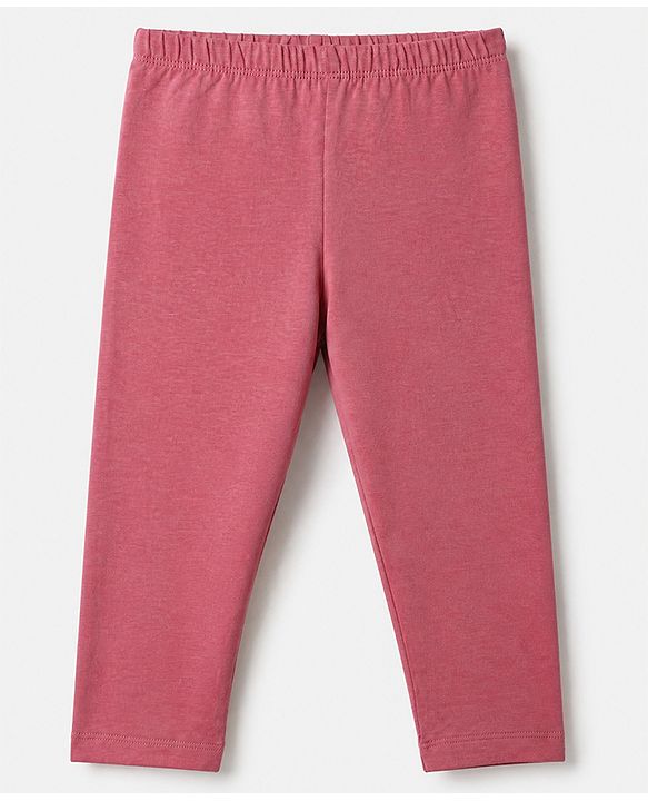 Babyhug Cotton Lycra Elastane Knit Slim Fit Full Length Solid Leggings Pack of 3 - Navy Blue, Pink & Dark Pink