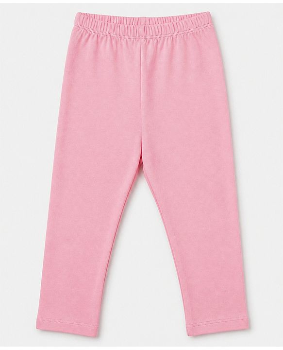 Babyhug Cotton Lycra Elastane Knit Slim Fit Full Length Solid Leggings Pack of 3 - Navy Blue, Pink & Dark Pink