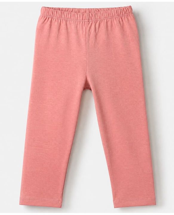 Babyhug Cotton Lycra Elastane Knit Slim Fit Full Length Solid Leggings Pack of 3 - Pink, Black & Rose Gold