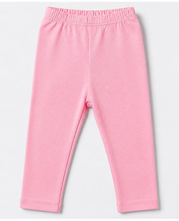Babyhug Cotton Lycra Elastane Knit Slim Fit Full Length Solid Leggings Pack of 3 - Pink, Black & Rose Gold