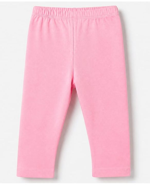 Babyhug Cotton Lycra Elastane Knit Slim Fit Full Length Solid Leggings Pack of 3 - Pink, Black & Rose Gold