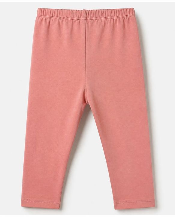Babyhug Cotton Lycra Elastane Knit Slim Fit Full Length Solid Leggings Pack of 3 - Pink, Black & Rose Gold