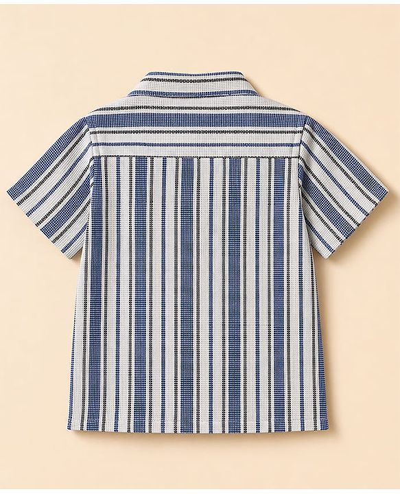 Babyhug Cotton Woven Half Sleeves Co-Ords Striped Shirt & Shorts Set - Blue