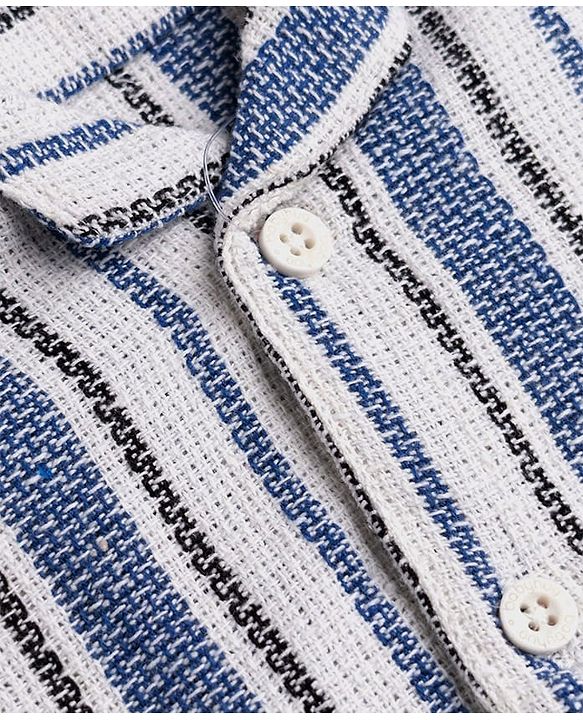 Babyhug Cotton Woven Half Sleeves Co-Ords Striped Shirt & Shorts Set - Blue