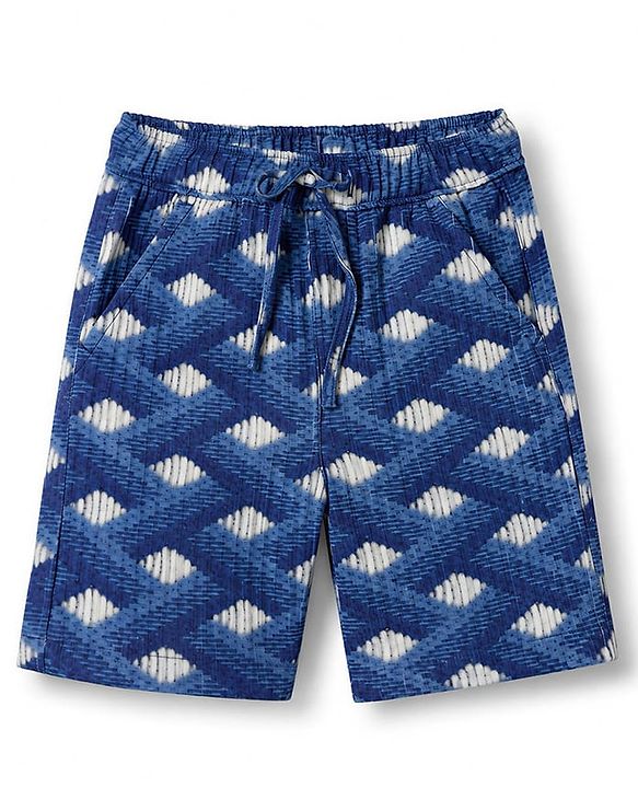 Babyhug Cotton Woven Half Sleeves Geometric Print Co-Ords Shirt & Shorts Set - Blue