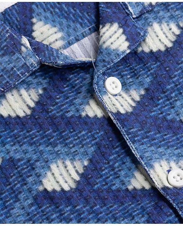 Babyhug Cotton Woven Half Sleeves Geometric Print Co-Ords Shirt & Shorts Set - Blue