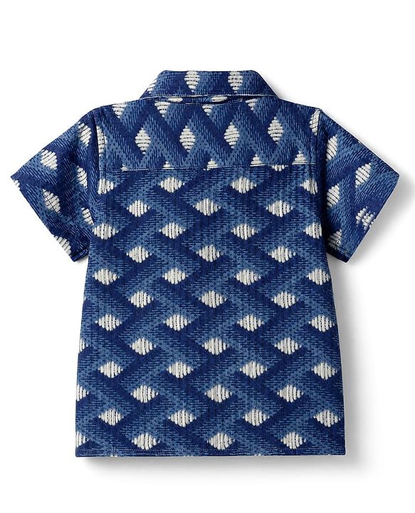 Babyhug Cotton Woven Half Sleeves Geometric Print Co-Ords Shirt & Shorts Set - Blue