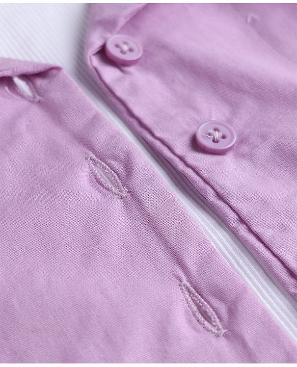Pine Kids 100% Cotton Knit Half Sleeves Solid Shirt Style Top With Inner Tee - Lavender