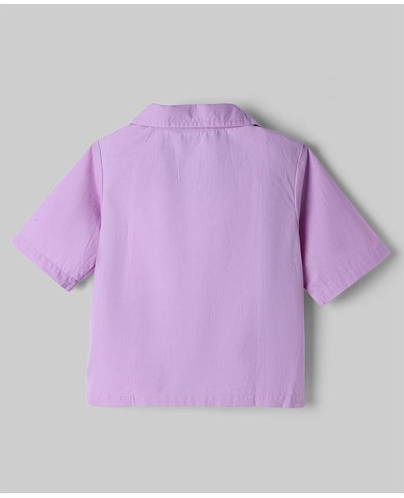 Pine Kids 100% Cotton Knit Half Sleeves Solid Shirt Style Top With Inner Tee - Lavender