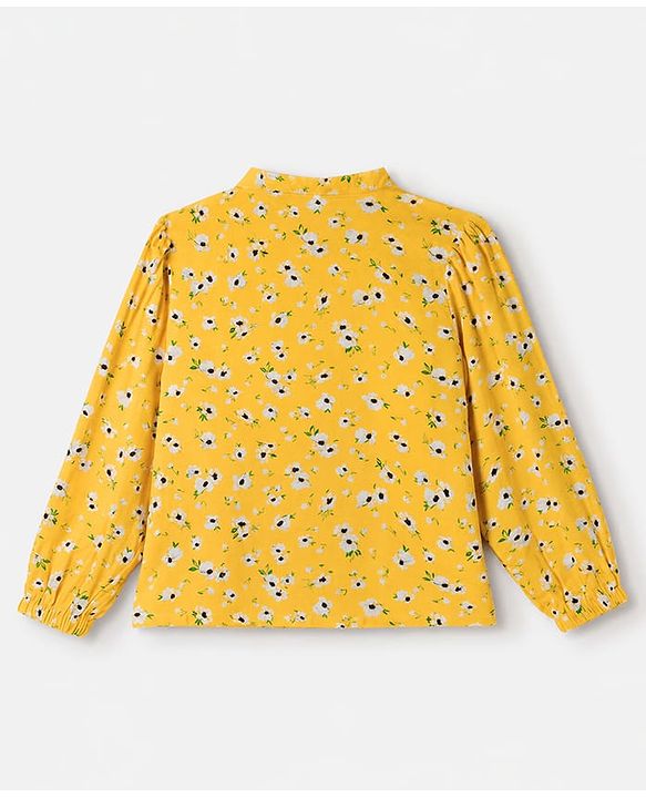 Pine Kids Rayon Woven Full Sleeves Top with  Floral Print - Yellow