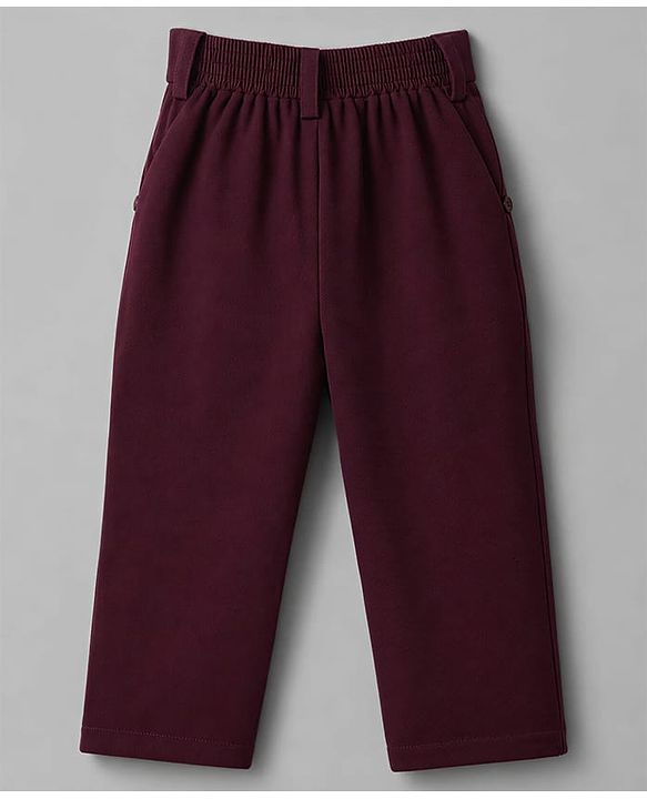Babyhug Woven Full Sleeves Solid Three Piece Party Suit With Bow - Wine