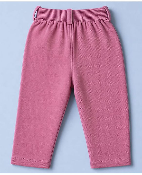 Babyhug Woven Full Sleeves Solid Three Piece Party Suit With Bow - Mauve