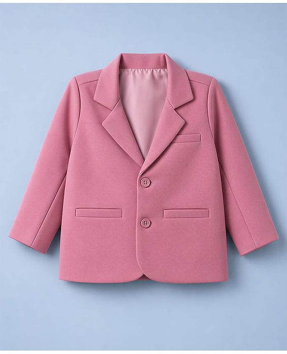 Babyhug Woven Full Sleeves Solid Three Piece Party Suit With Bow - Mauve