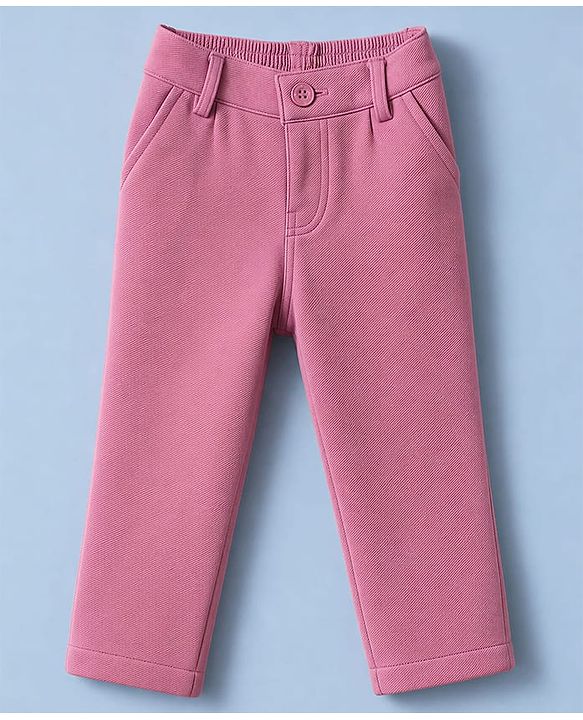 Babyhug Woven Full Sleeves Solid Three Piece Party Suit With Bow - Mauve