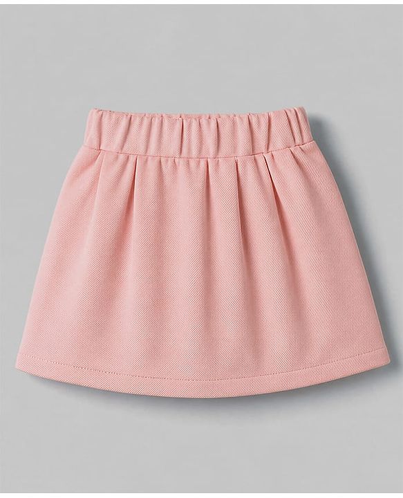 Babyhug Knit Full Sleeves Blazer Style Co-Ords Top & Skirts Set with Inner Tee - Peach