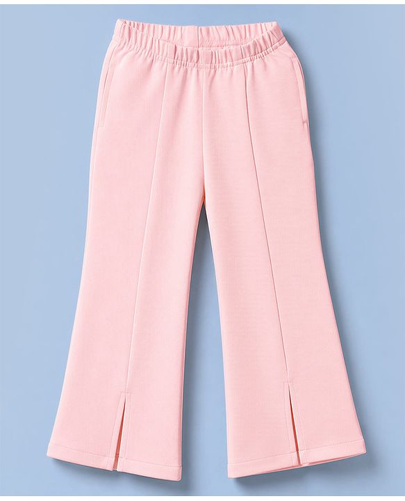 Babyhug Knit Full Sleeves Solid Top & Pant Set With Blazer - Peach