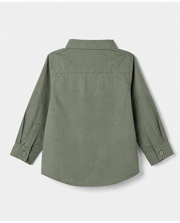Babyhug 100% Cotton Woven Full Sleeves Shirt and Pants Set With Bow & Suspender - Black & Olive Green