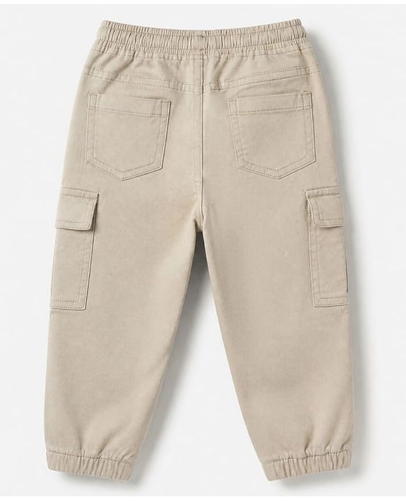 Babyhug 100% Cotton Woven Full Sleeves Checked Shirt and Joggers Set - Biege
