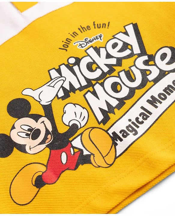 Babyhug Disney Cotton Knit Half Sleeves Polo T-Shirt with Mickey Mouse Print - Yellow