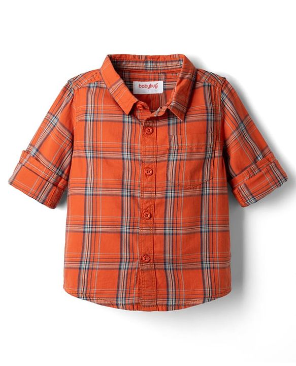 Babyhug Cotton Mixes Woven Full Sleeves Checks Shirt and Denim Jeans - Red