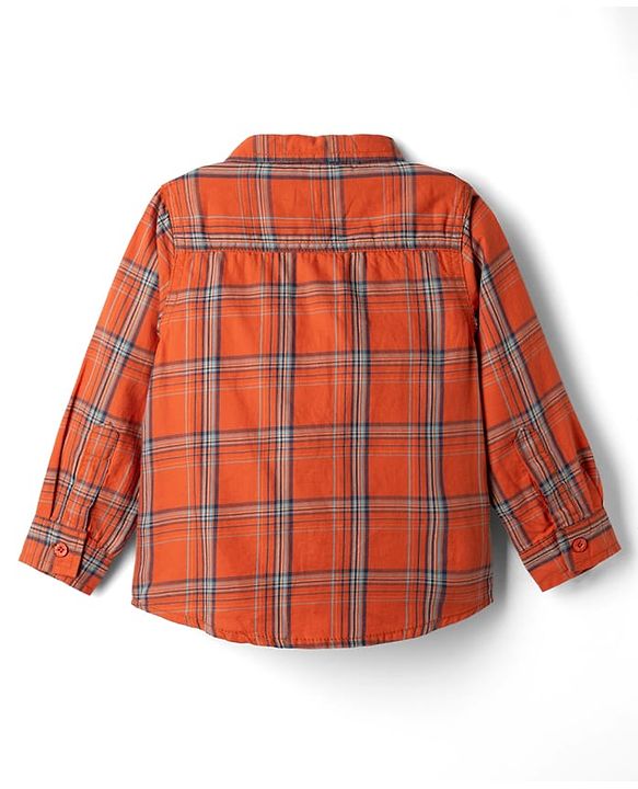 Babyhug Cotton Mixes Woven Full Sleeves Checks Shirt and Denim Jeans - Red