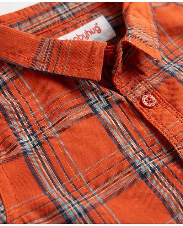 Babyhug Cotton Mixes Woven Full Sleeves Checks Shirt and Denim Jeans - Red