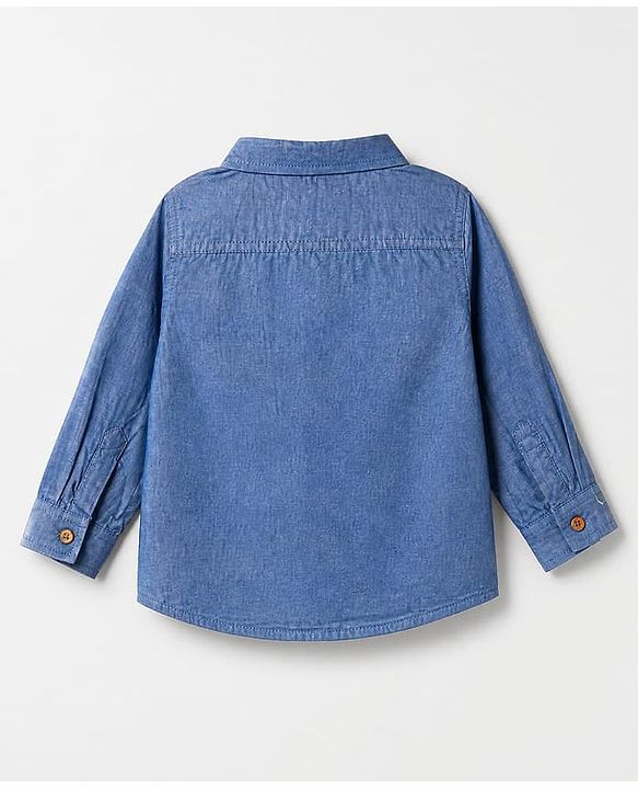 Babyhug 100% Cotton Woven Full Sleeves Shirt and Pant with Crocodile Print - Blue