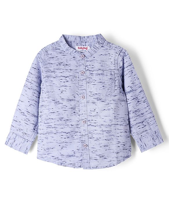 Babyhug 100% Cotton Woven Full Sleeves Printed Shirt & Jeans - Black & Blue