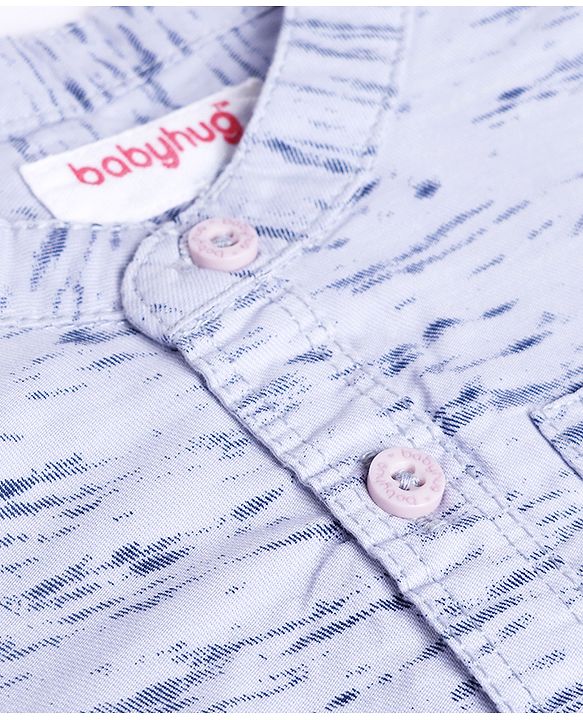 Babyhug 100% Cotton Woven Full Sleeves Printed Shirt & Jeans - Black & Blue