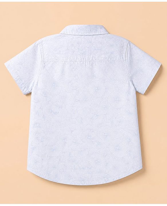 Babyhug 100% Cotton Woven Half Sleeves Printed Shirt and Shorts Set - White