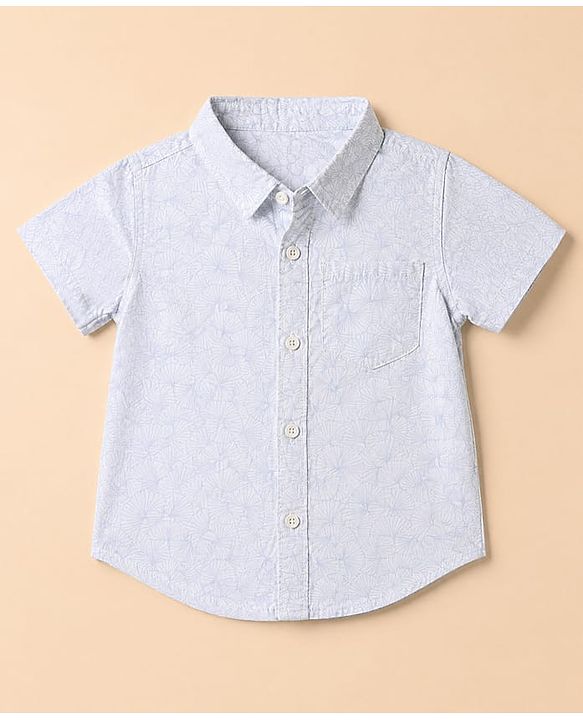 Babyhug 100% Cotton Woven Half Sleeves Printed Shirt and Shorts Set - White
