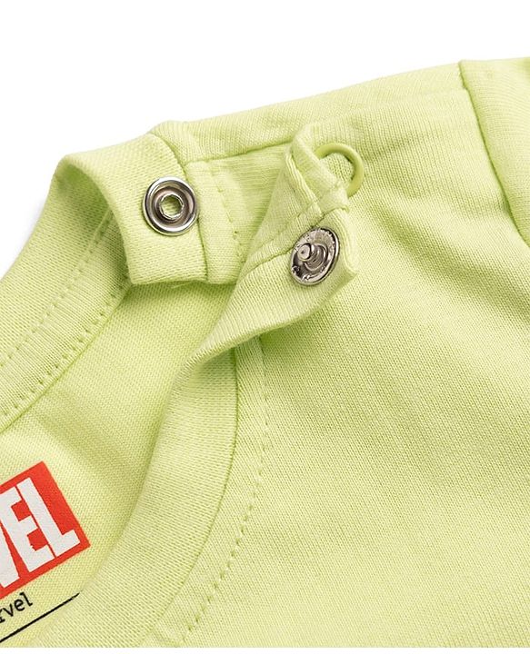 Babyhug Marvel Single Jersey Knit Full Sleeves T-Shirt & Pyjama Night Suit with Avengers Graphics - Limegreen & Black