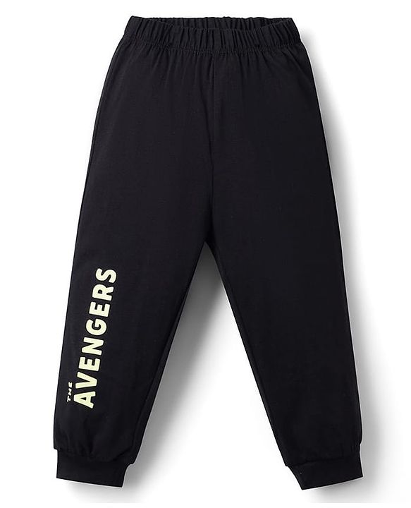 Babyhug Marvel Single Jersey Knit Full Sleeves T-Shirt & Pyjama Night Suit with Avengers Graphics - Limegreen & Black
