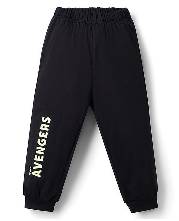 Babyhug Marvel Single Jersey Knit Full Sleeves T-Shirt & Pyjama Night Suit with Avengers Graphics - Limegreen & Black