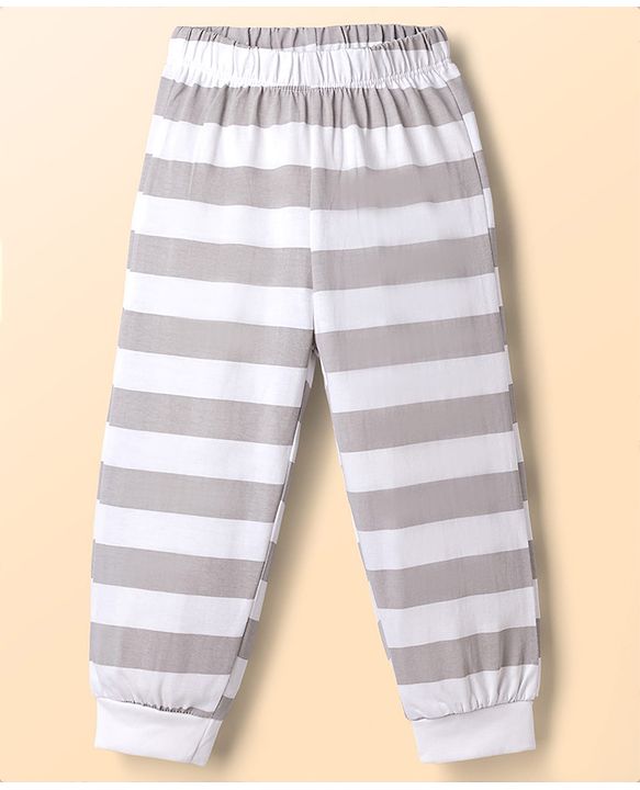 Babyhug Disney Single Jersey Knit Full Sleeves T-shirt & Striped Pyjama Night Suit With Lady and the Tramp Graphic - White