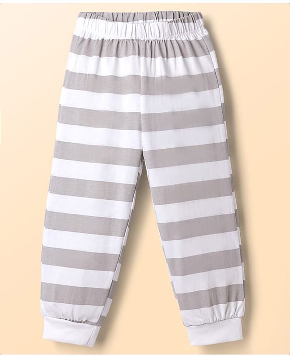 Babyhug Disney Single Jersey Knit Full Sleeves T-shirt & Striped Pyjama Night Suit With Lady and the Tramp Graphic - White