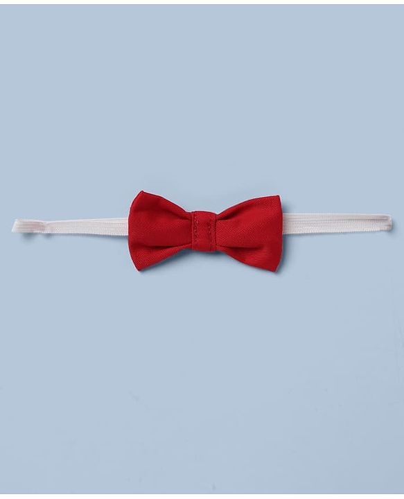 Babyhug 100% Cotton Woven Half Sleeves Shirt and Shorts with Bow Tie - Red & White