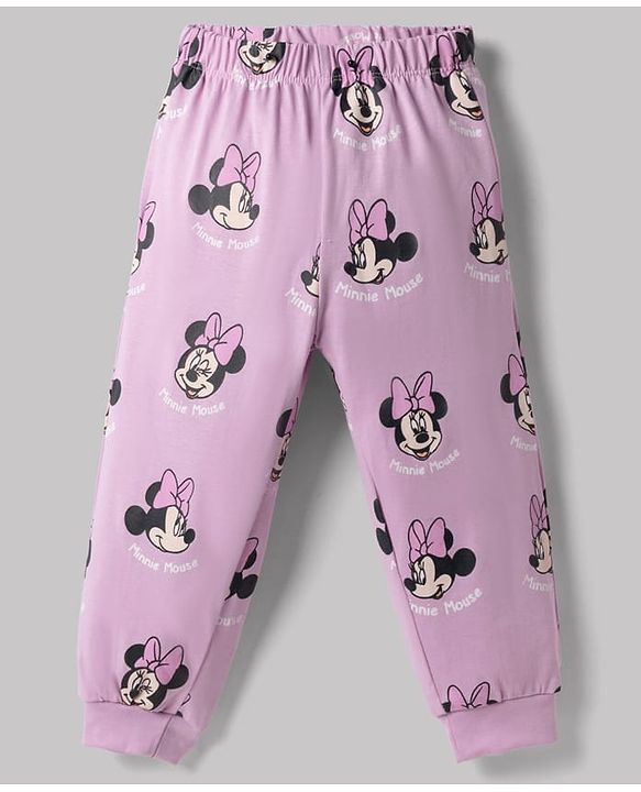 Babyhug Disney Single Jersey Knit Full Sleeves Co-Ords T-Shirt & Pyjama Night Suit with Minnie Mouse & Polka Dots Print Pack of 2 - White