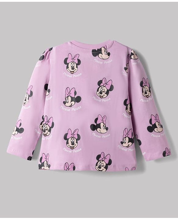 Babyhug Disney Single Jersey Knit Full Sleeves Co-Ords T-Shirt & Pyjama Night Suit with Minnie Mouse & Polka Dots Print Pack of 2 - White