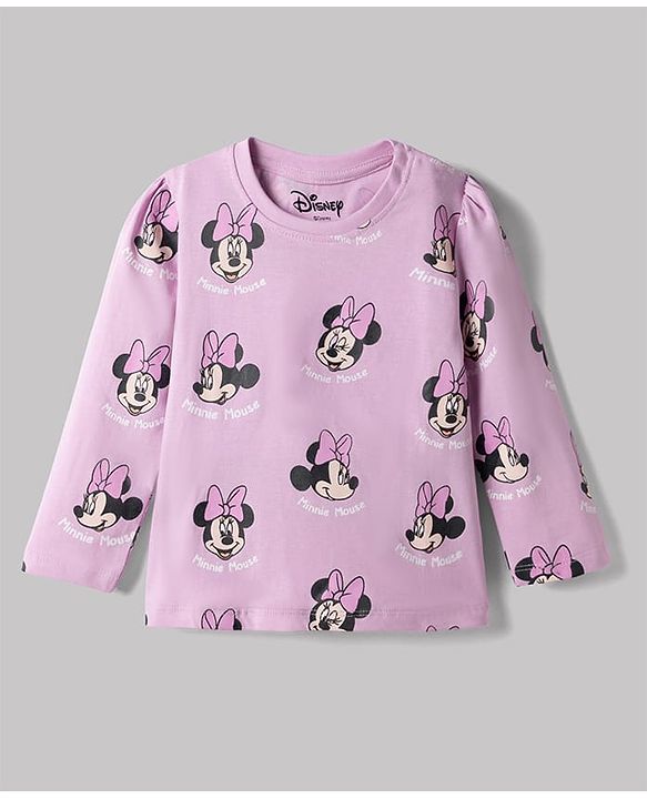 Babyhug Disney Single Jersey Knit Full Sleeves Co-Ords T-Shirt & Pyjama Night Suit with Minnie Mouse & Polka Dots Print Pack of 2 - White